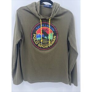 Polo Ralph Lauren Men's Hooded Jersey Sportsman T-Shirt Army Green S SMALL